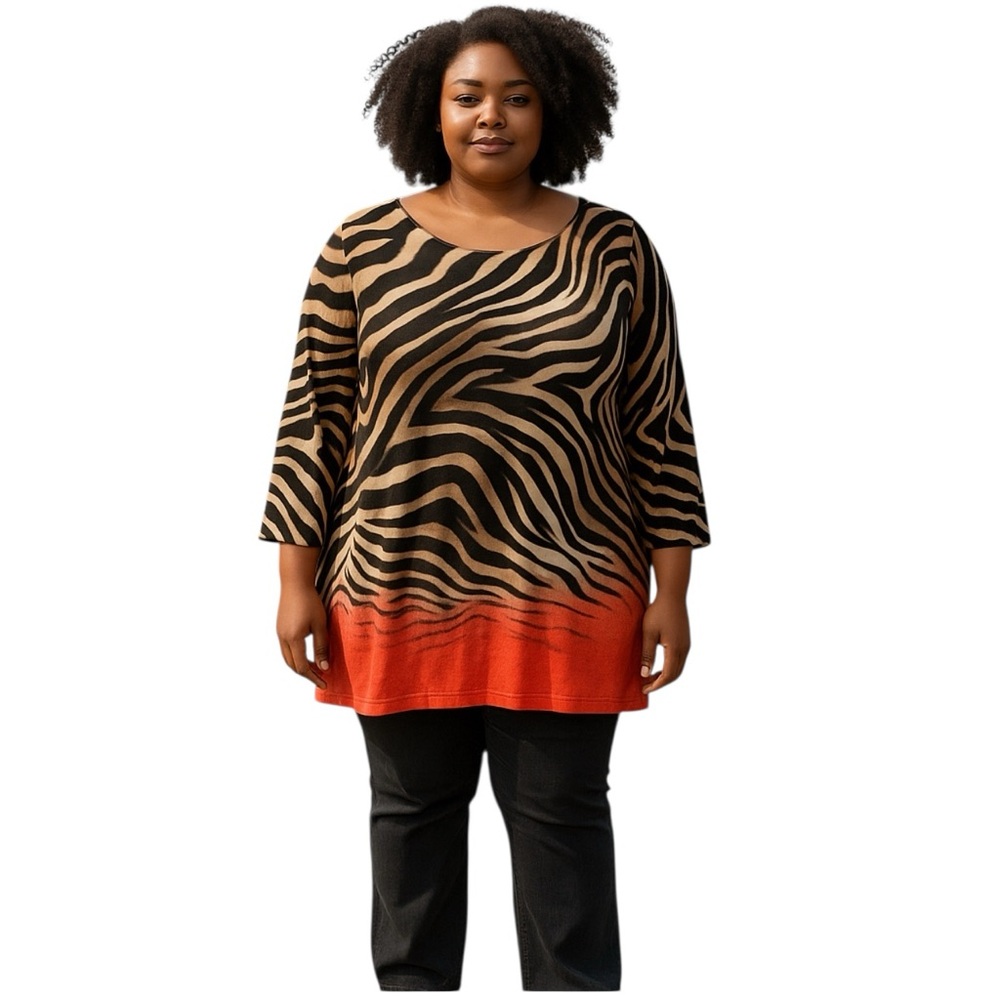 Lauren Ralph Top Women’s Size 2X Linen Animal Print Ombre Tunic Mob Wife Tunic